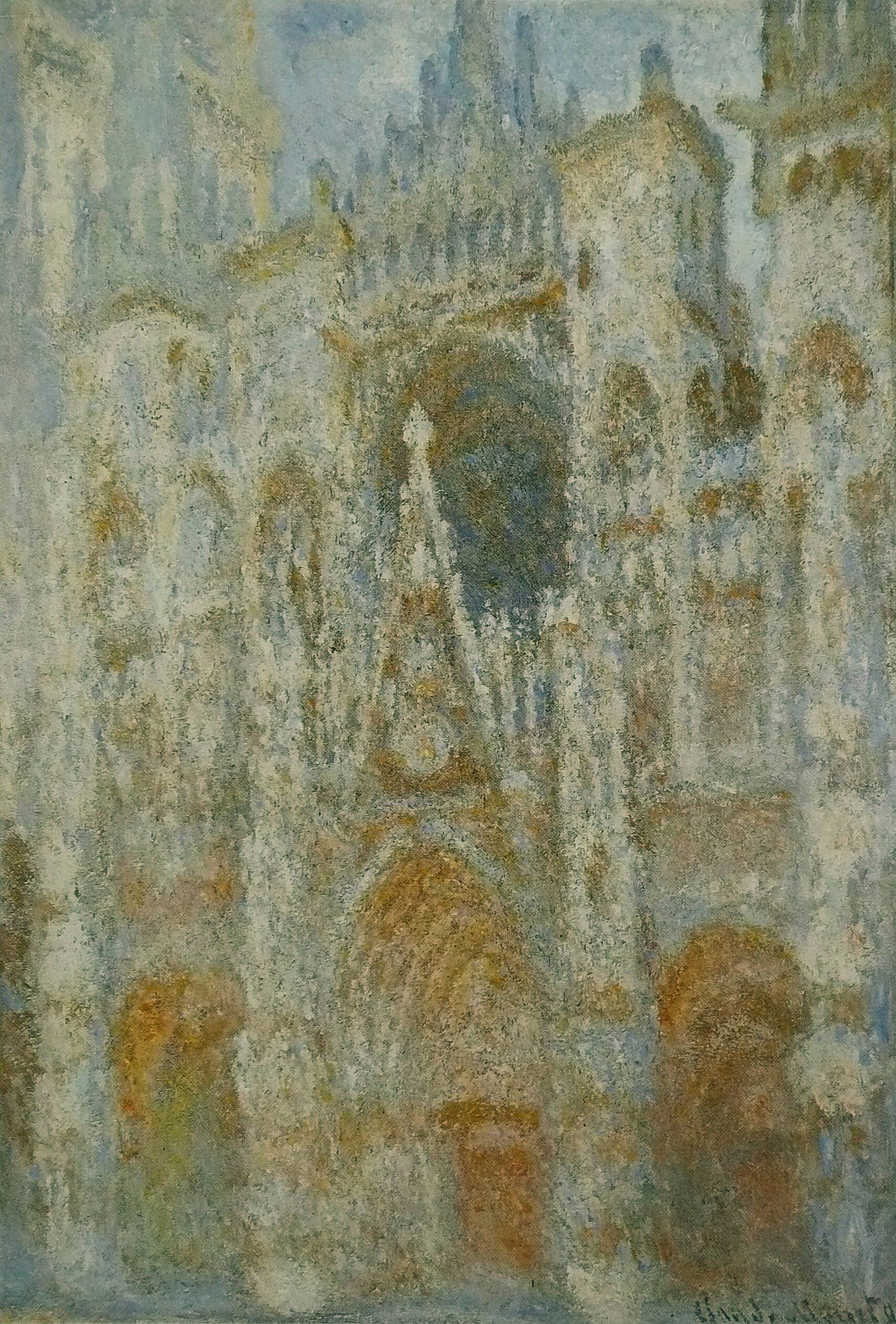 Rouen Cathedral — The Portal, Morning Sun, Harmony in Blue, 1893, by Claude Monet